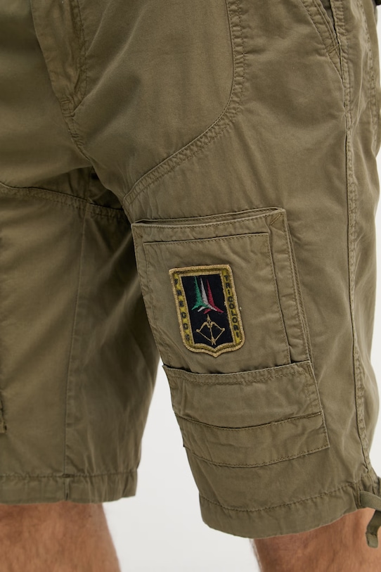 Aeronautica Militare pantaloni scurți pentru bărbați, din bumbac verde BE0041UCT01122
