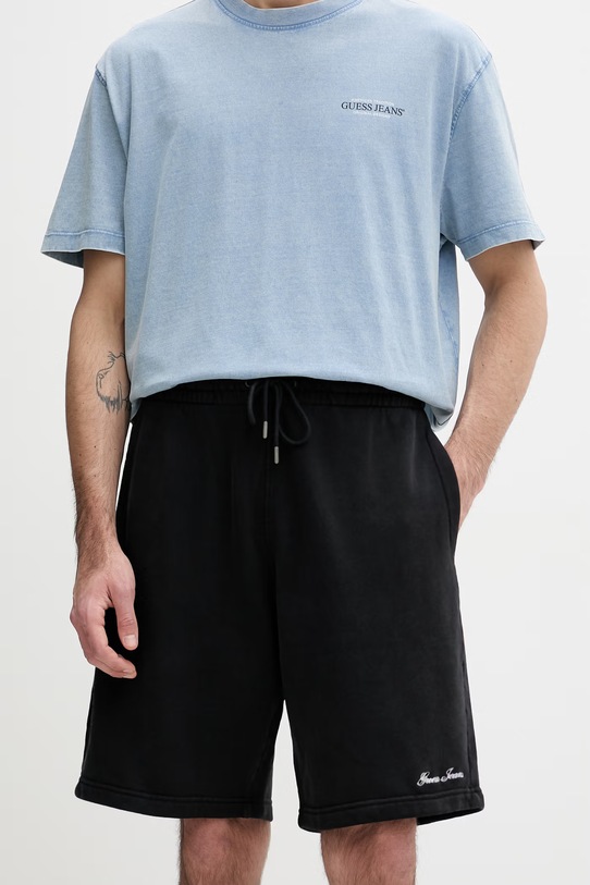 Guess Jeans szorty dresowe męskie bawełniane czarny M6GD49.KCPR1
