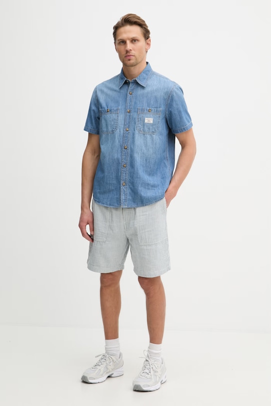 Guess Jeans kratke hlače moške lanene M6GD56.WO551 modra SS26