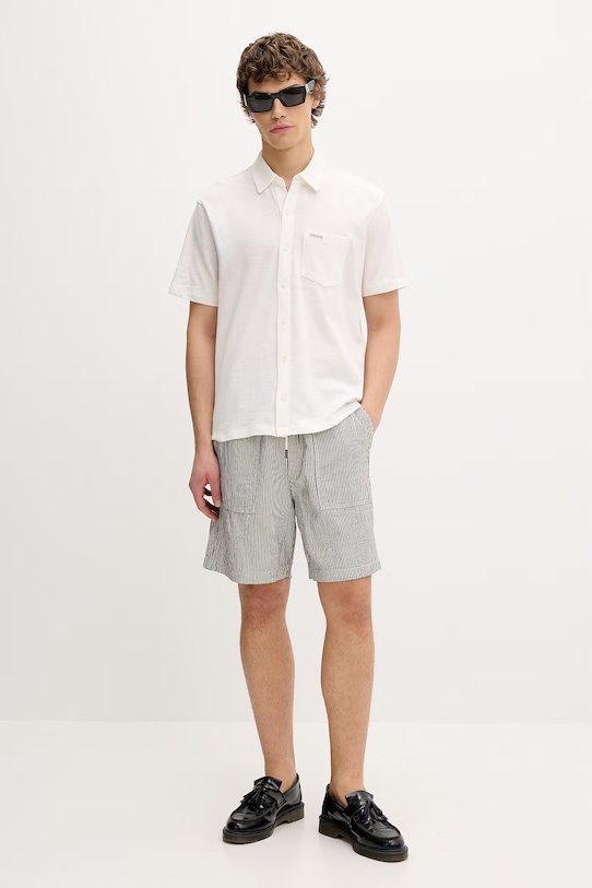 Guess Jeans szorty męskie z domieszką lnu M6GD56.WO551 szary SS26