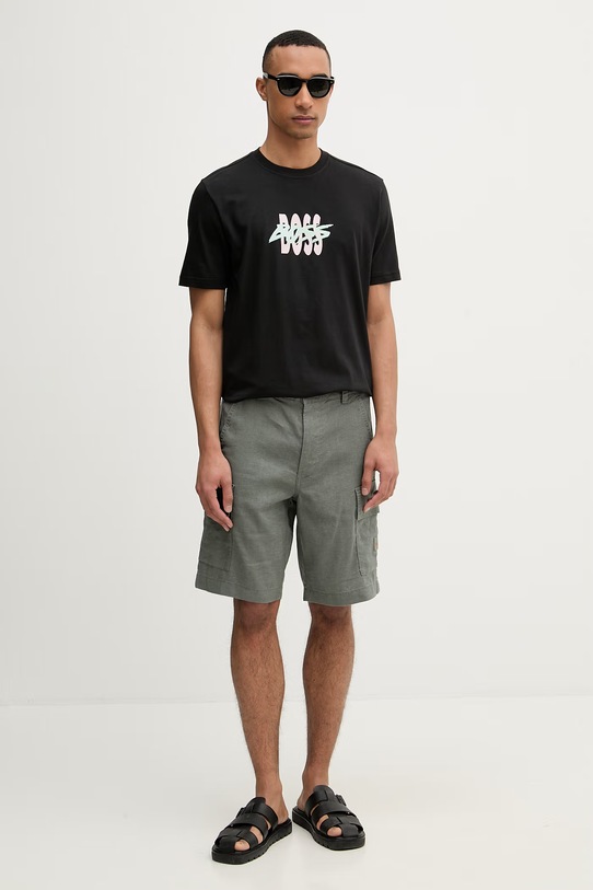 BOSS Orange шорты cargo мужские со льном 50559366 серый SS26