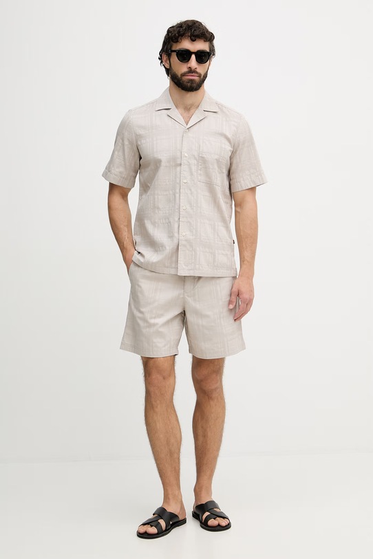 BOSS Orange pantaloni scurți chinos bărbătești din bumbac 50559371 bej SS26