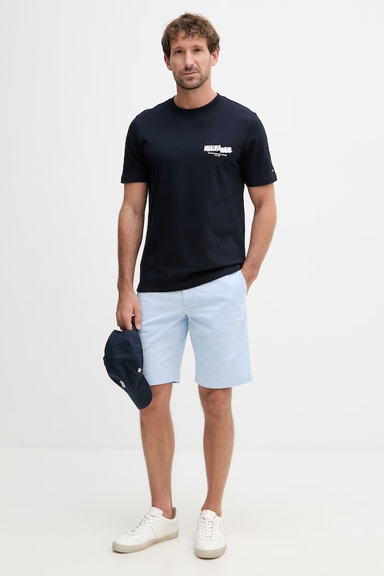 Tommy Hilfiger šortky pánské bavlněné s elastanem MW0MW42351 modrá SS26