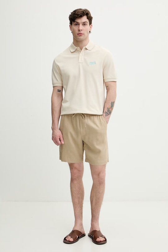 Tommy Hilfiger šortky pánske s ľanom MW0MW44353 béžová SS26
