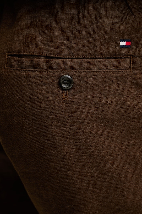 Tommy Hilfiger šortky pánske s ľanom hnedá MW0MW44353