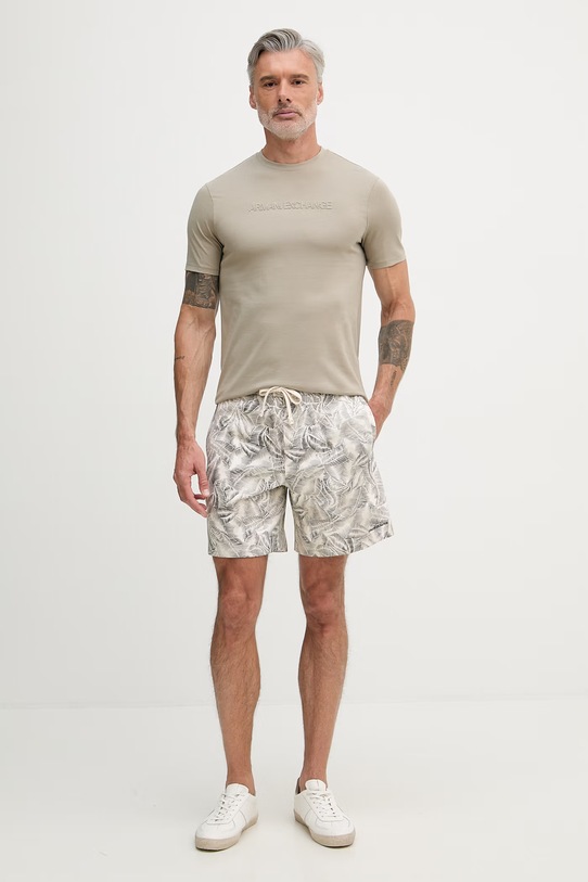 Armani Exchange teplákové šortky pánske bavlnené XM002384.AF24635 béžová SS26