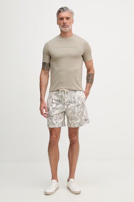Armani Exchange teplákové šortky pánske bavlnené XM002384.AF24635 béžová SS26