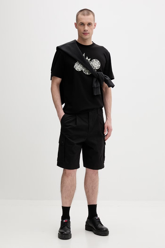 HUGO szorty cargo męskie bawełniane Gregry_RB 50559604 czarny SS26