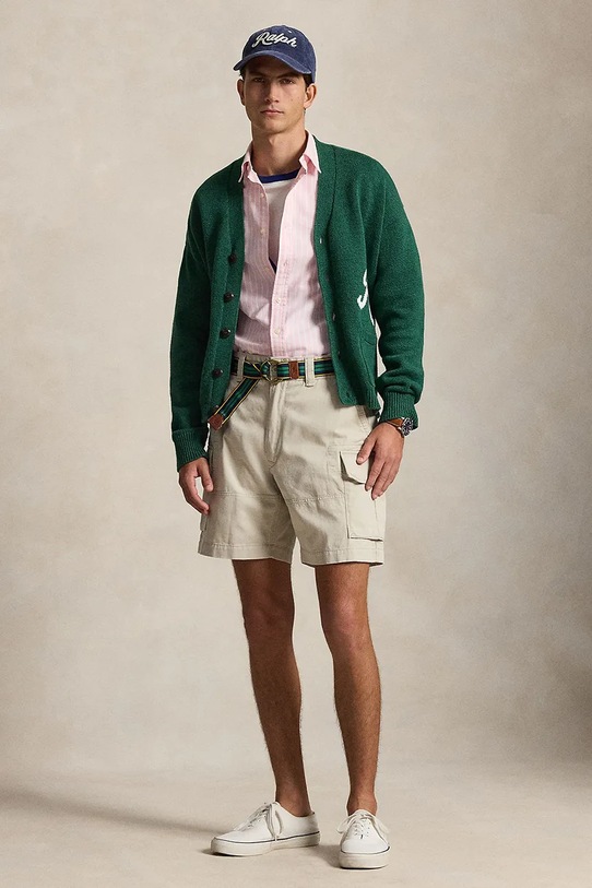 Памучен къс панталон Polo Ralph Lauren RUGGED TWILL-GELLAR зелен 710964027004