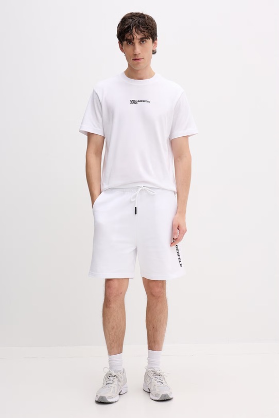 Karl Lagerfeld Jeans teplákové šortky pánské bavlněné A2M10166 bílá SS26