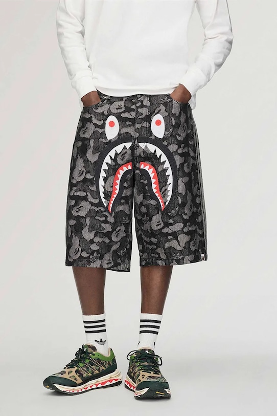adidas Originals x BAPE denim shorts black color KF4917 KF4917