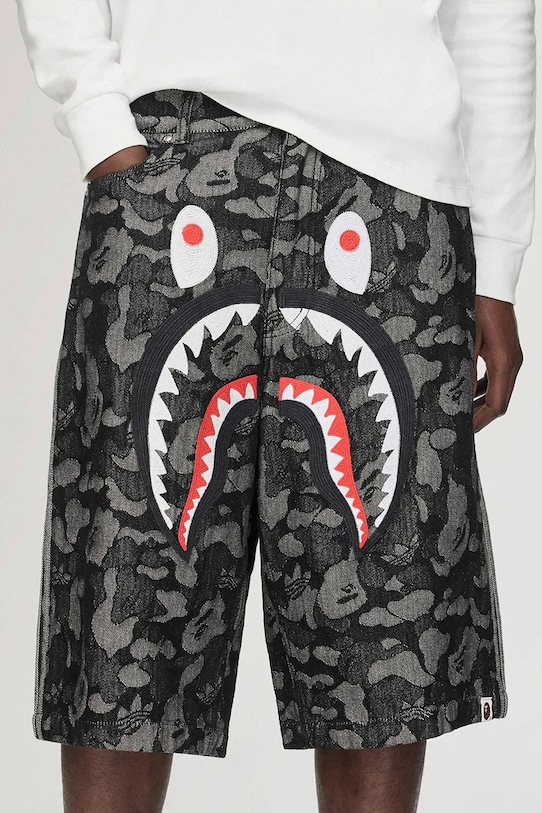 adidas Originals x BAPE denim shorts KF4917 black color KF4917