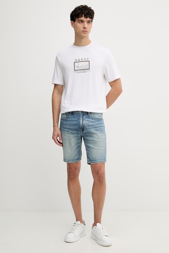 Guess kratke hlače moške denim WYATT M6GDV2.D1095 modra SS26