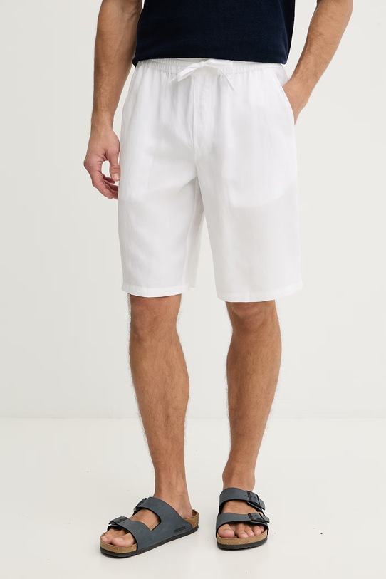Guess Σορτς Ανδρικά με λινό λευκό F6GD01.WN202