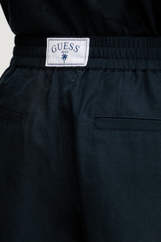Guess kratke hlače moške z lanom mornarsko modra F6GD01.WN202
