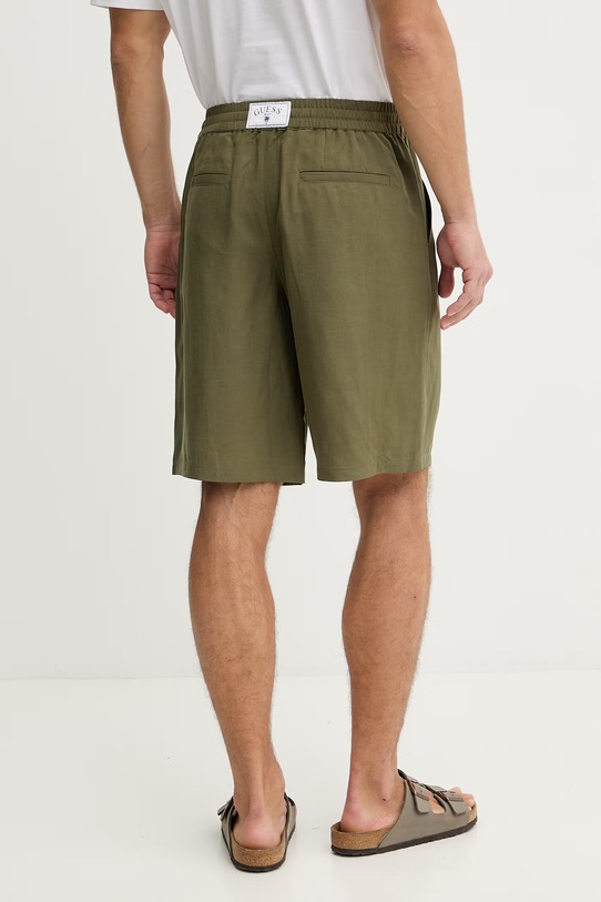 Oblačila Guess kratke hlače moške iz lana F6GD01.WN202 zelena