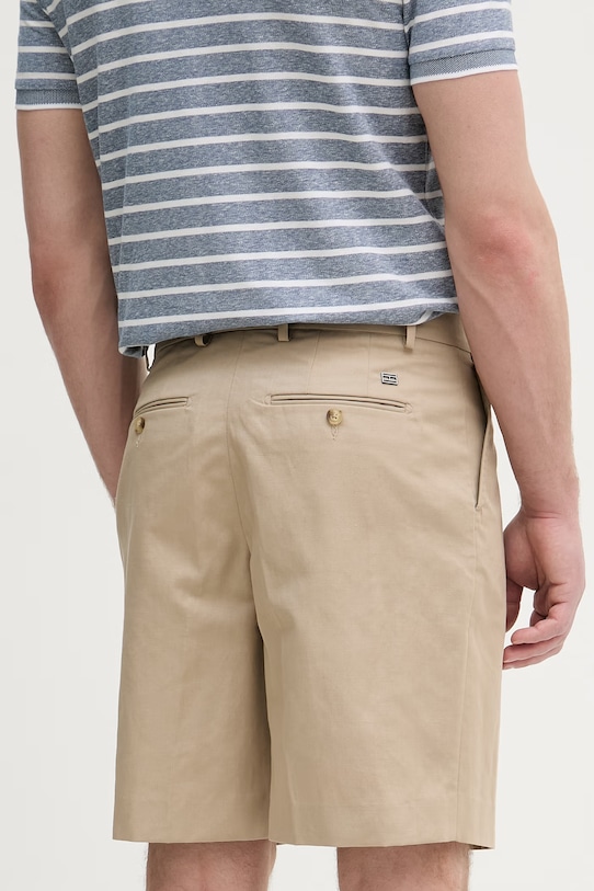 Oblečenie Tommy Hilfiger bermudy pánske s prímesou ľanu NEW YORK MW0MW42670 béžová