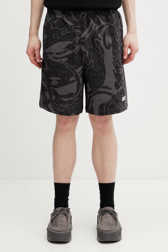 AAPE szorty dresowe z bawełną męskie czarny AAPSPMC684XXQ