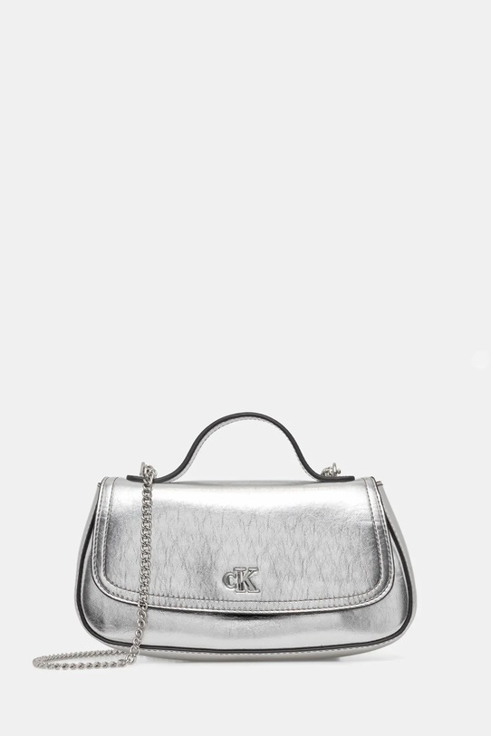 Τσάντα Calvin Klein απομίμηση λείου δέρματος ασημί LV04F3306G