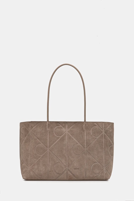 Τσάντα σουέτ Calvin Klein δέρμα σαμουά μπεζ LV04F3334G