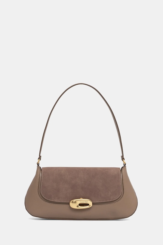 Δερμάτινη τσάντα Calvin Klein συνθετικό μπεζ LV04F3337G