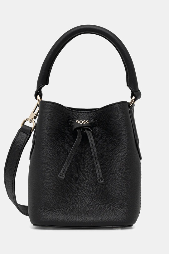 Δερμάτινη τσάντα BOSS Lenah SM Bucket λείο δέρμα μαύρο 50557980