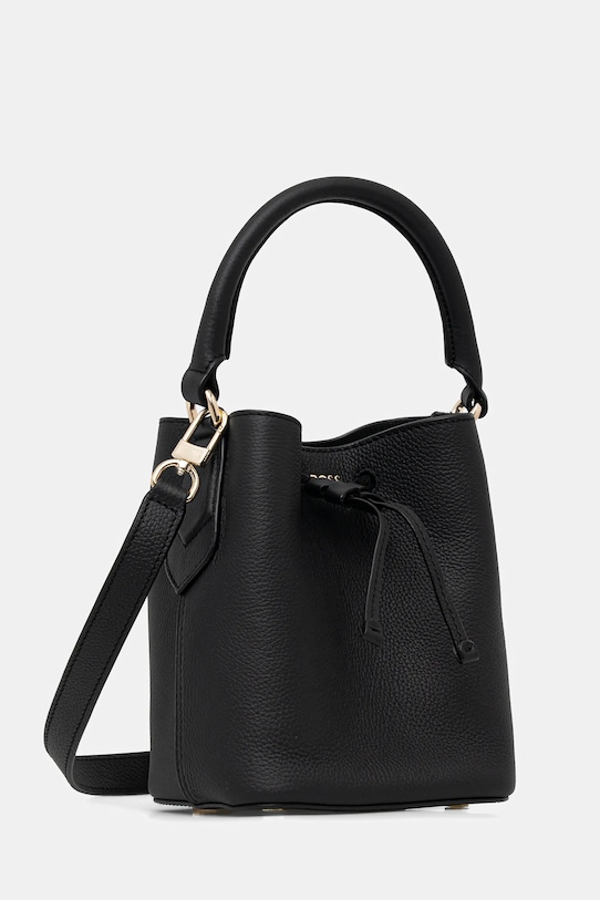 Δερμάτινη τσάντα BOSS Lenah SM Bucket 50557980 μαύρο SS26