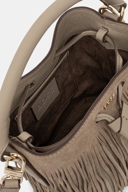 Δερμάτινη τσάντα BOSS Lenah S Bucket FR 50557994 μπεζ