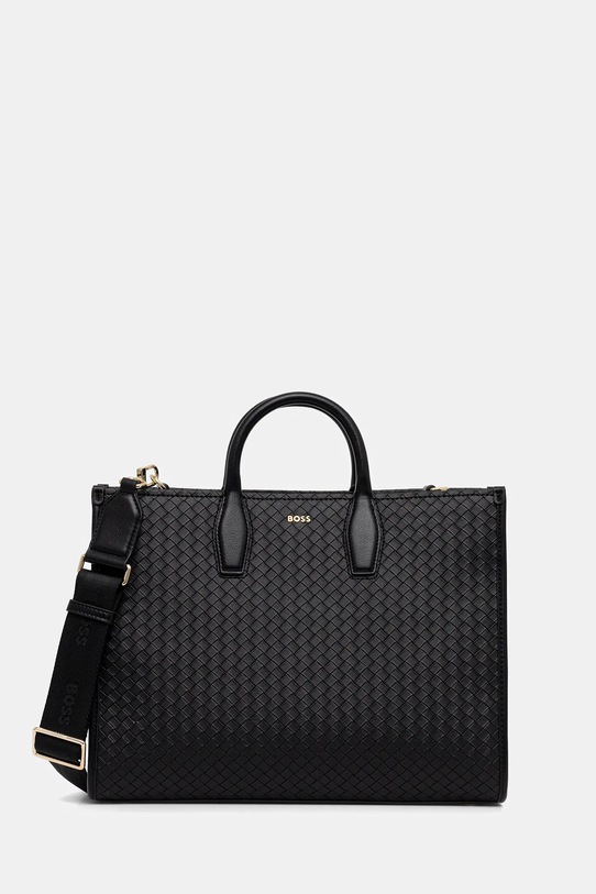 Torbica BOSS Sandy Tote SQ Imitacija zrnatega usnja črna 50557997