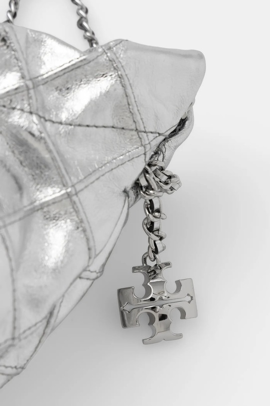 Tory Burch torebka skórzana Fleming srebrny 176040.040