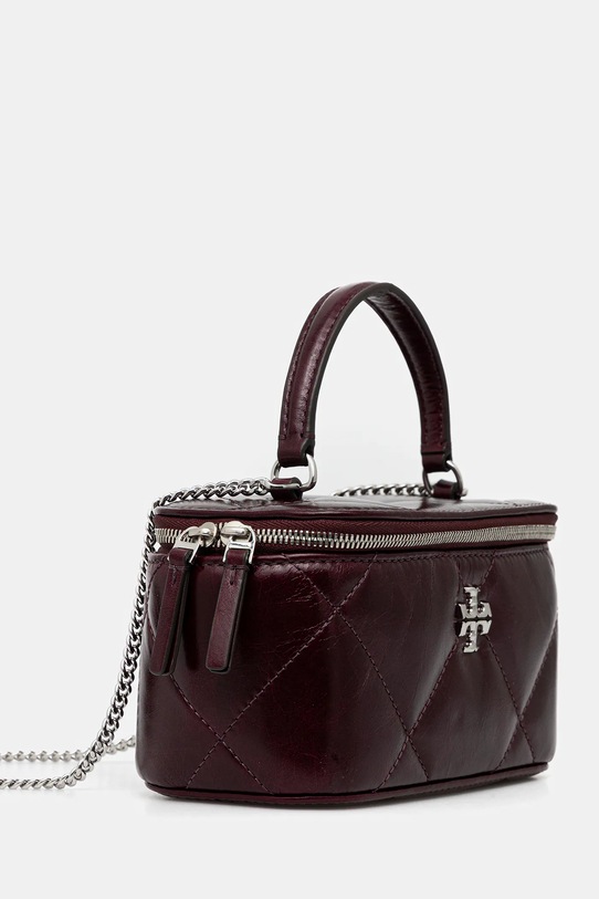 Tory Burch torebka skórzana Kira Diamond 174394.500 bordowy SS26