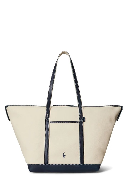 Polo Ralph Lauren torebka bawełniana skóra licowa beżowy 428973072