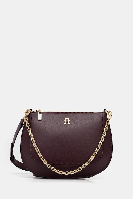 Tommy Hilfiger torebka skórzana nie mieści A4 bordowy AW0AW18143