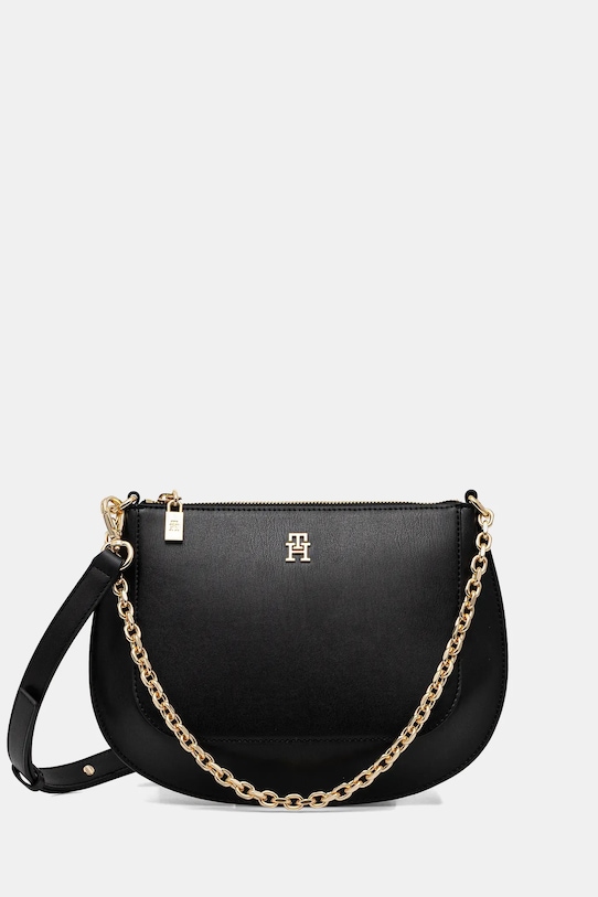 Tommy Hilfiger torebka skórzana nie mieści A4 czarny AW0AW18143