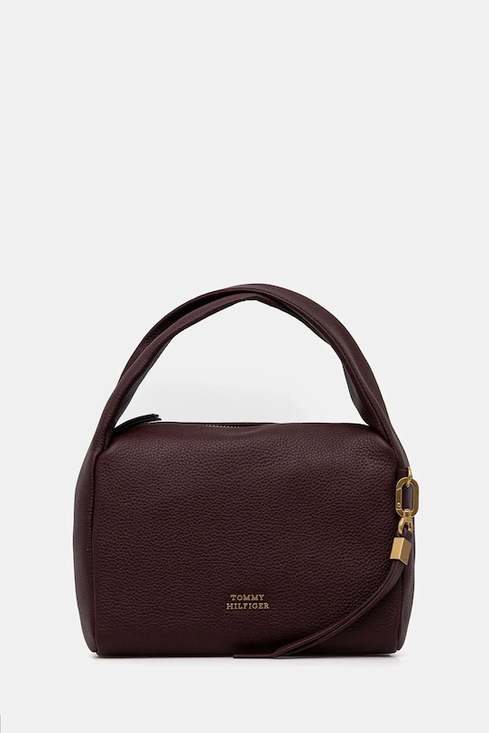 Tommy Hilfiger torebka skórzana skóra licowa bordowy AW0AW18150