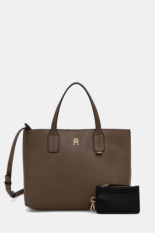 Tommy Hilfiger torebka nie mieści A4 beżowy AW0AW18233