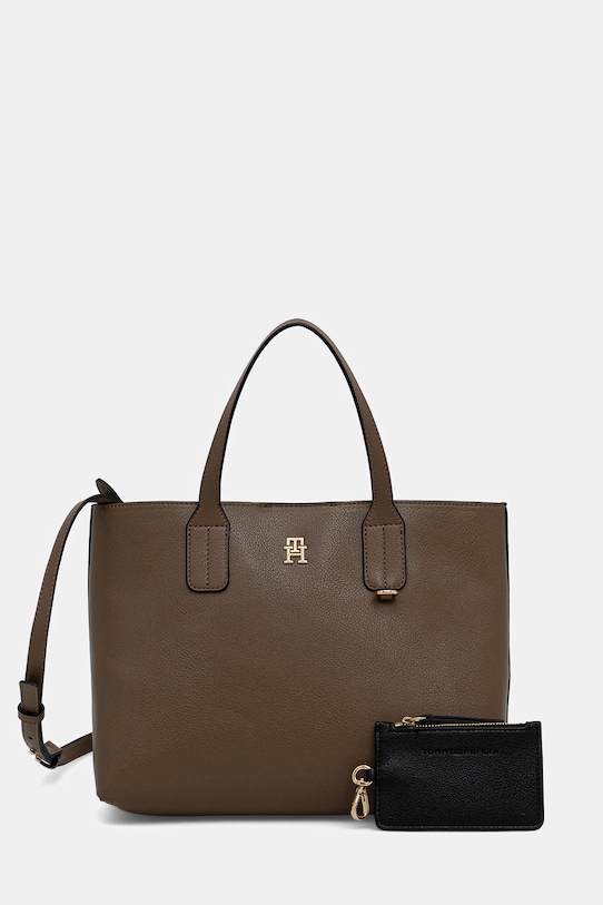 Tommy Hilfiger torebka nie mieści A4 beżowy AW0AW18233