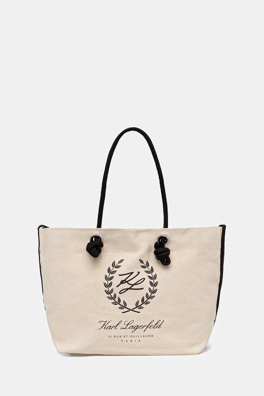 Bombažna torba Karl Lagerfeld K/HOTEL Potisk bež B1W46065