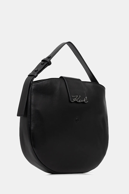 Karl Lagerfeld torebka skórzana K/SIGNATURE B1W30200 czarny SS26