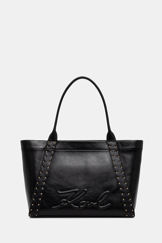 Torbica Karl Lagerfeld K/VILLE Imitacija zrnatega usnja črna B1W30261