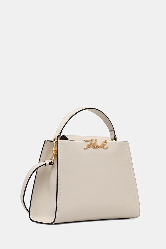 Karl Lagerfeld torebka skórzana K/SIGNATURE B1W30058 beżowy SS26