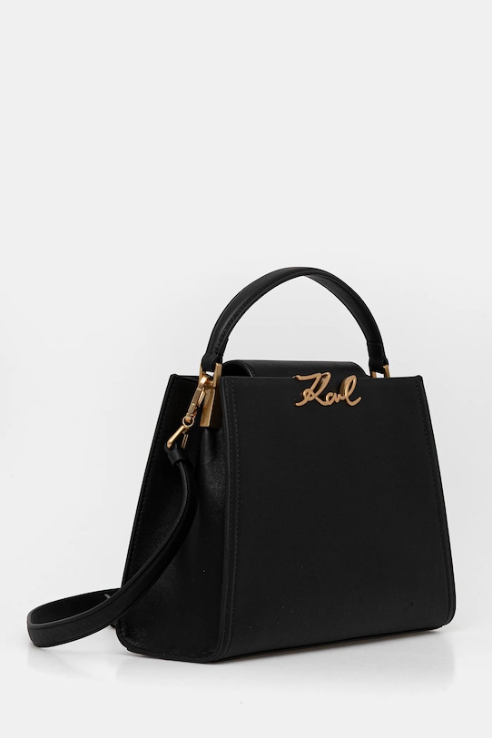 Karl Lagerfeld torebka skórzana K/SIGNATURE B1W30058 czarny SS26