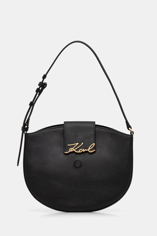 Кожена чанта Karl Lagerfeld K/SIGNATURE гладка кожа черен B1W30059