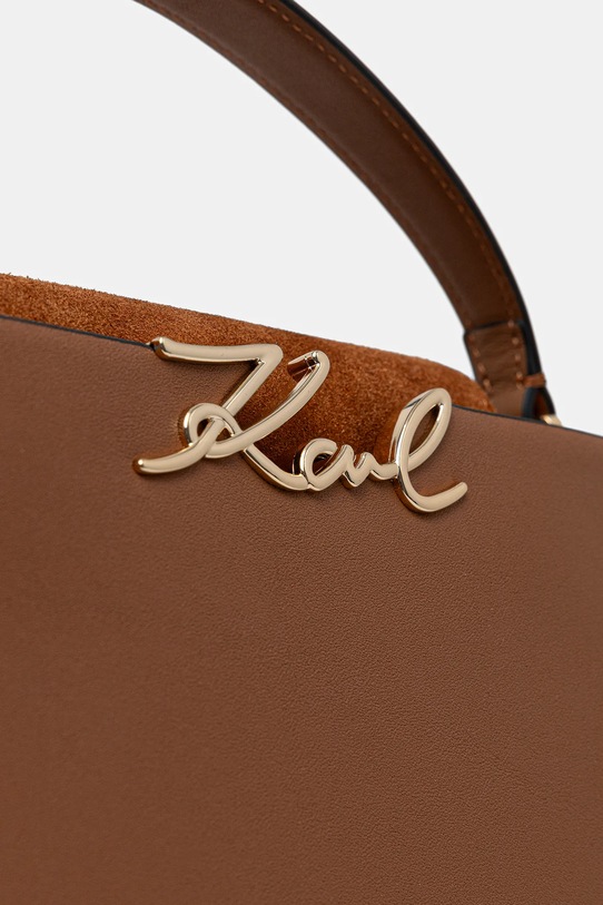 Usnjena torbica Karl Lagerfeld K/SIGNATURE rjava B1W30061