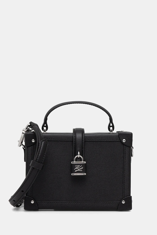 Karl Lagerfeld torebka skórzana K/AUTOGRAPH skóra licowa czarny B1W30100