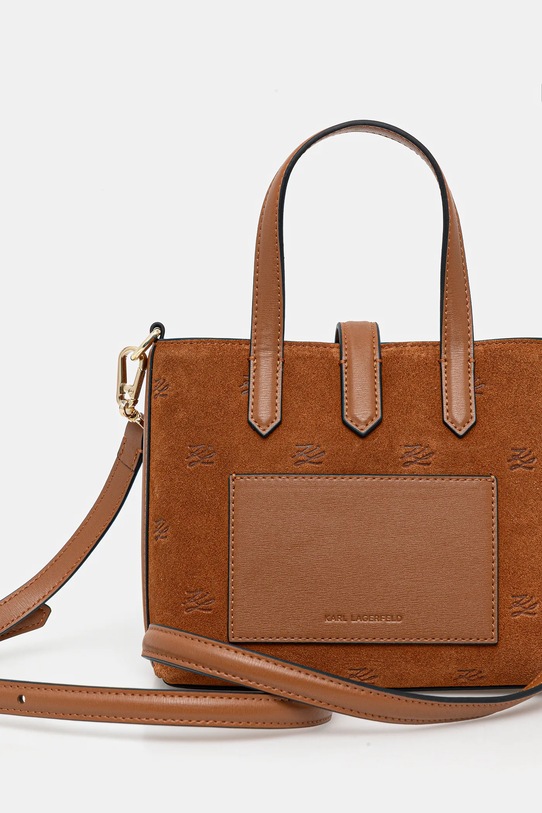 Akcesoria Karl Lagerfeld torebka zamszowa K/AUTOGRAPH B1W30104 brązowy