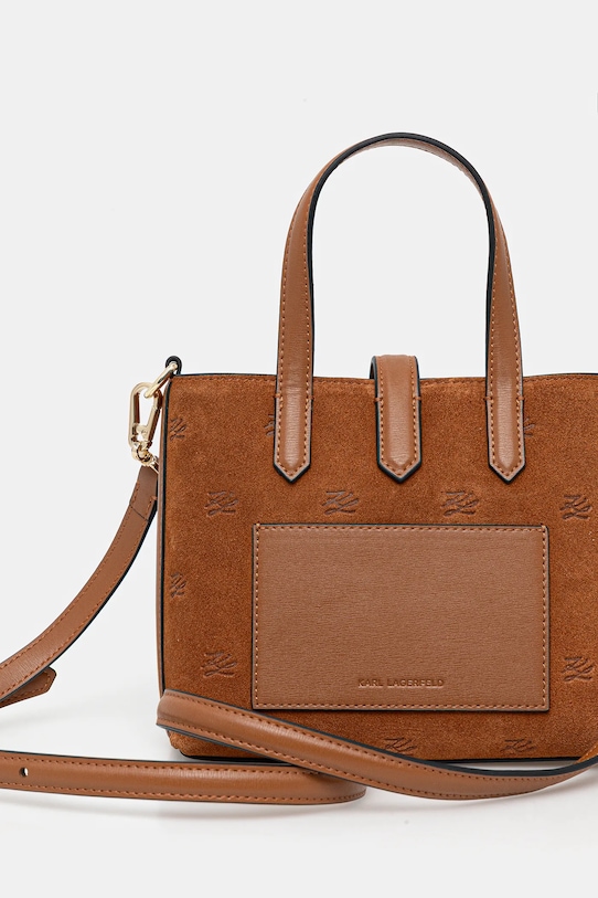 Akcesoria Karl Lagerfeld torebka zamszowa K/AUTOGRAPH B1W30104 brązowy