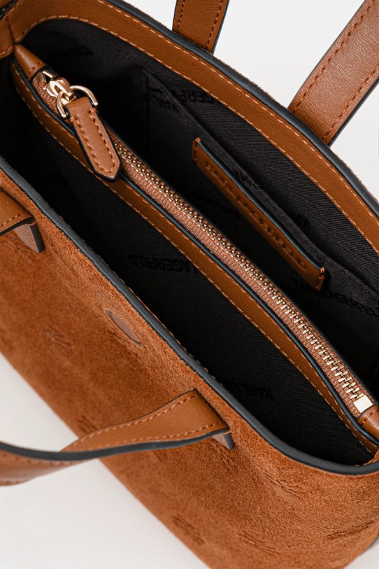 Karl Lagerfeld torebka zamszowa K/AUTOGRAPH B1W30104 brązowy