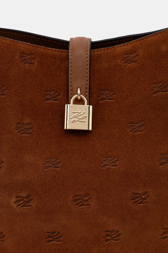 Akcesoria Karl Lagerfeld torebka zamszowa K/AUTOGRAPH B1W30105 brązowy