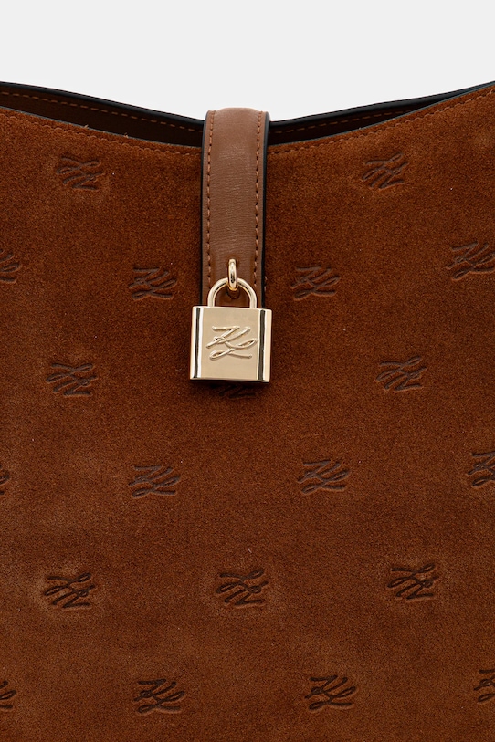 Akcesoria Karl Lagerfeld torebka zamszowa K/AUTOGRAPH B1W30105 brązowy